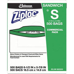 Ziploc - 500 Piece, 22 oz. Capacity, 6-1/2 Inch Long x 6 Inch Wide, Ziploc Sandwich Bag - 1.2 mil Thick, Rectangle Clear Plastic - USA Tool & Supply