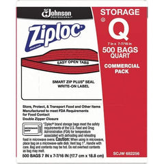 Ziploc - 500 Piece, 1 Quart Capacity, 8 Inch Long x 7 Inch Wide, Ziploc Storage Bag - 1.75 mil Thick, Rectangle Clear Plastic - USA Tool & Supply