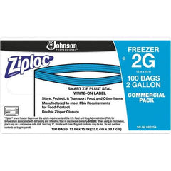 Ziploc - 100 Piece, 2 Gallon Capacity, 13 Inch Long x 15-1/2 Inch Wide, Ziploc Freezer Bag - 2.7 mil Thick, Rectangle Clear Plastic - USA Tool & Supply