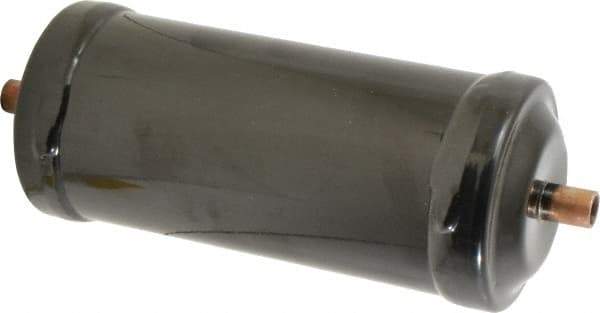 Parker - 3/8" Connection, 3" Diam, 8.86" Long, Refrigeration Liquid Line Filter Dryer - 7-3/4" Cutout Length, 361 Drops Water Capacity - USA Tool & Supply