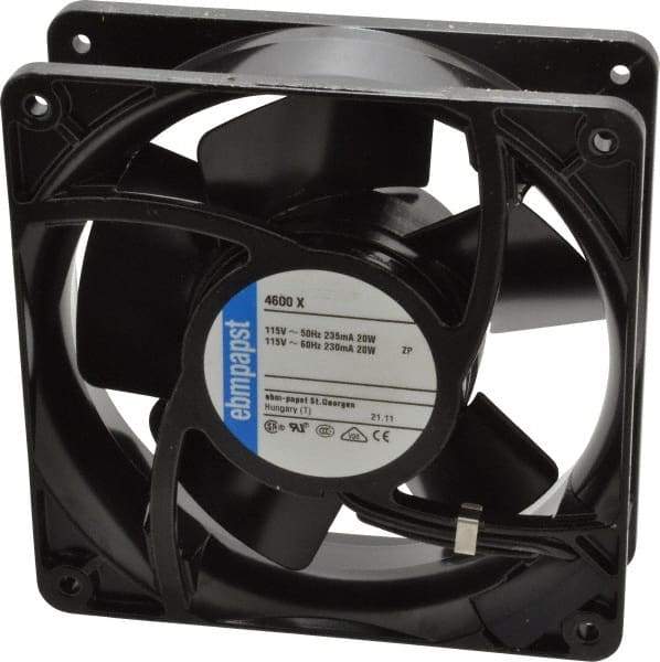 EBM Papst - 115 Volts, AC, 106 CFM, Square Tube Axial Fan - 0.16 Amp Rating, 119mm High x 119mm Wide x 1-1/2" Deep - USA Tool & Supply