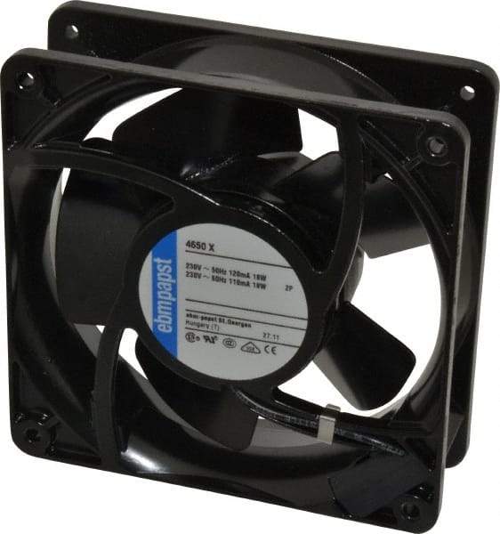 EBM Papst - 230 Volts, AC, 106 CFM, Square Tube Axial Fan - 0.08 Amp Rating, 119mm High x 119mm Wide x 1-1/2" Deep - USA Tool & Supply