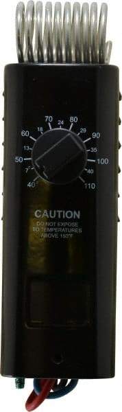 TPI - 40 to 110°F, 1 Heat, 1 Cool, Industrial Thermostat (Coiled Bulb with Wire Leads) - 125 to 277 Volts, Snap Acting Switch - USA Tool & Supply