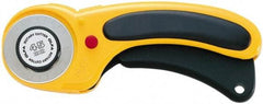 Olfa - Fixed Safety Cutter - 1.77" Tungsten Tool Steel Blade, Yellow & Black ABS Plastic with Elastomer Inset Handle, 1 Blade Included - USA Tool & Supply