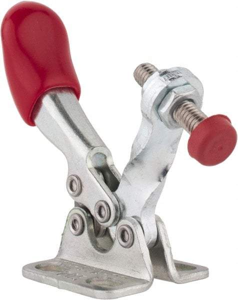 De-Sta-Co - 60 Lb Holding Capacity, Horizontal Handle, Manual Hold Down Toggle Clamp - 82° Handle Movement, 94° Bar Opening, Solid Bar, Flanged Base, Electro-Plated Zinc, Carbon Steel - USA Tool & Supply