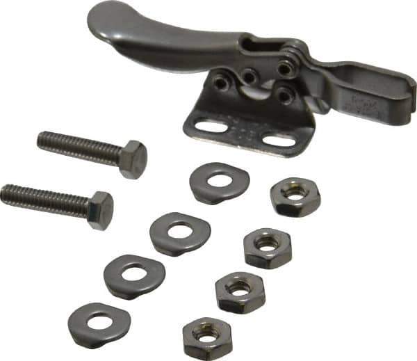 De-Sta-Co - 75 Lb Holding Capacity, Horizontal Handle, Manual Hold Down Toggle Clamp - 80° Handle Movement, 90° Bar Opening, U-Bar, Flanged Base, Electro-Plated Zinc, Stainless Steel - USA Tool & Supply