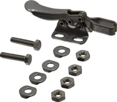 De-Sta-Co - 75 Lb Holding Capacity, Horizontal Handle, Manual Hold Down Toggle Clamp - 80° Handle Movement, 90° Bar Opening, U-Bar, Flanged Base, Electro-Plated Zinc, Stainless Steel - USA Tool & Supply