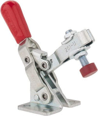 De-Sta-Co - 100 Lb Holding Capacity, Vertical Handle, Manual Hold Down Toggle Clamp - 55° Handle Movement, 100° Bar Opening, U-Bar, Flanged Base, Electro-Plated Zinc, Carbon Steel - USA Tool & Supply