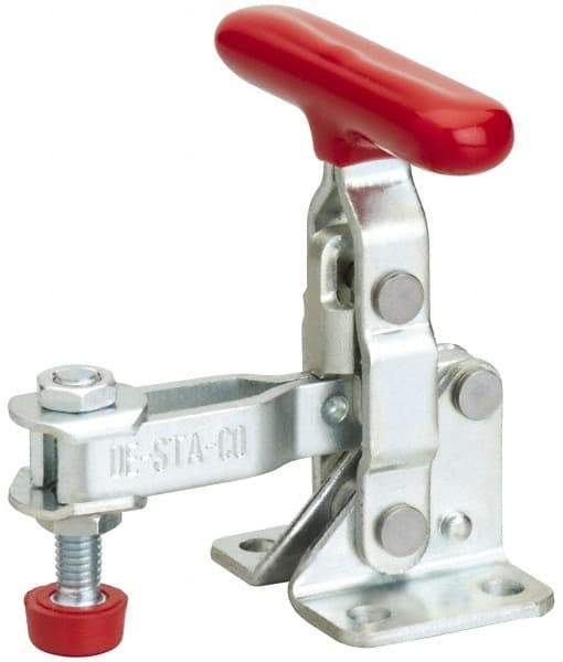 De-Sta-Co - 100 Lb Holding Capacity, Vertical Handle, Manual Hold Down Toggle Clamp - 55° Handle Movement, 100° Bar Opening, U-Bar, Flanged Base, Electro-Plated Zinc, Carbon Steel - USA Tool & Supply