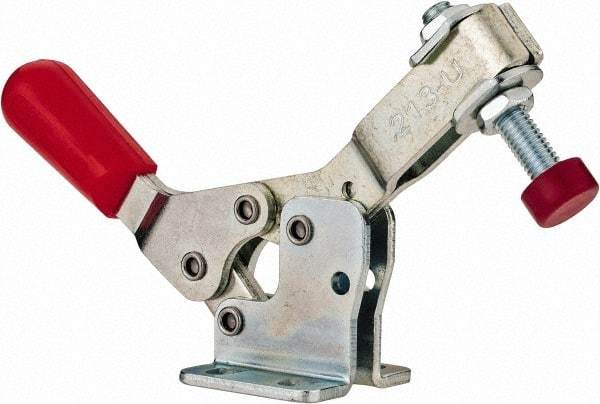 De-Sta-Co - 150 Lb Holding Capacity, Horizontal Handle, Manual Hold Down Toggle Clamp - 60° Handle Movement, 90° Bar Opening, U-Bar, Flanged Base, Electro-Plated Zinc, Carbon Steel - USA Tool & Supply