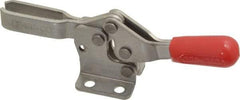 De-Sta-Co - 150 Lb Holding Capacity, Horizontal Handle, Manual Hold Down Toggle Clamp - 60° Handle Movement, 90° Bar Opening, U-Bar, Flanged Base, Electro-Plated Zinc, Stainless Steel - USA Tool & Supply