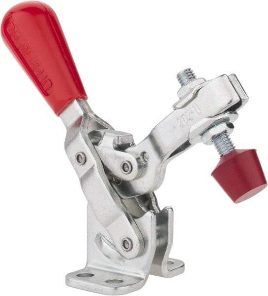 De-Sta-Co - 200 Lb Holding Capacity, Vertical Handle, Manual Hold Down Toggle Clamp - 65° Handle Movement, 105° Bar Opening, U-Bar, Flanged Base, Electro-Plated Zinc, Carbon Steel - USA Tool & Supply