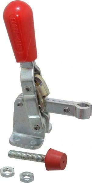 De-Sta-Co - 200 Lb Holding Capacity, Vertical Handle, Manual Hold Down Toggle Clamp - 65° Handle Movement, 105° Bar Opening, U-Bar, Flanged Base, Electro-Plated Zinc, Carbon Steel - USA Tool & Supply