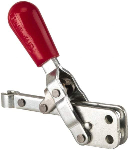 De-Sta-Co - 200 Lb Holding Capacity, Vertical Handle, Manual Hold Down Toggle Clamp - 65° Handle Movement, 105° Bar Opening, Solid Bar, Straight Base, Electro-Plated Zinc, Carbon Steel - USA Tool & Supply
