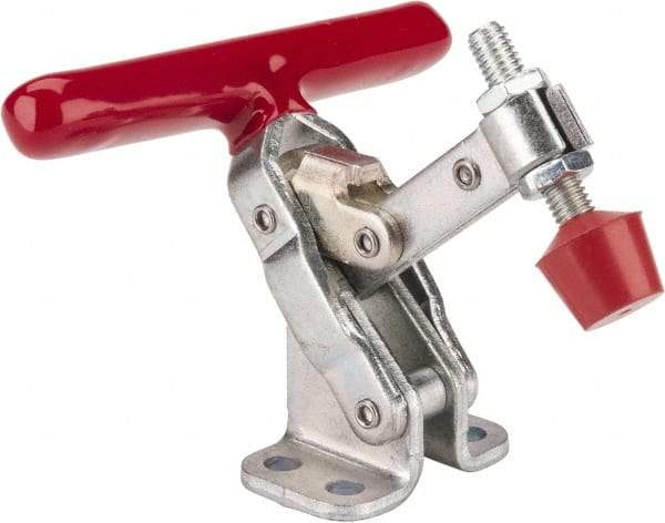 De-Sta-Co - 200 Lb Holding Capacity, Vertical Handle, Manual Hold Down Toggle Clamp - 65° Handle Movement, 105° Bar Opening, Solid Bar, Flanged Base, Electro-Plated Zinc, Carbon Steel - USA Tool & Supply
