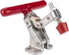 De-Sta-Co - 200 Lb Holding Capacity, Vertical Handle, Manual Hold Down Toggle Clamp - 65° Handle Movement, 105° Bar Opening, Solid Bar, Flanged Base, Electro-Plated Zinc, Carbon Steel - USA Tool & Supply