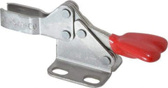 De-Sta-Co - 100 Lb Holding Capacity, Horizontal Handle, Manual Hold Down Toggle Clamp - 90° Handle Movement, 90° Bar Opening, U-Bar, Flanged Base, Electro-Plated Zinc, Stainless Steel - USA Tool & Supply