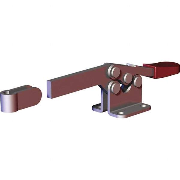 De-Sta-Co - 200 Lb Holding Capacity, Horizontal Handle, Manual Hold Down Toggle Clamp - 78° Handle Movement, 87° Bar Opening, Solid Bar, Flanged Base, Electro-Plated Zinc, Carbon Steel - USA Tool & Supply