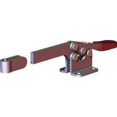 De-Sta-Co - 200 Lb Holding Capacity, Horizontal Handle, Manual Hold Down Toggle Clamp - 78° Handle Movement, 87° Bar Opening, Solid Bar, Flanged Base, Electro-Plated Zinc, Carbon Steel - USA Tool & Supply