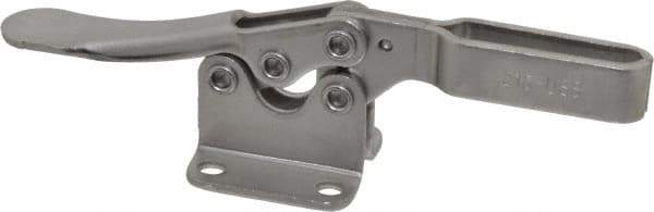 De-Sta-Co - 200 Lb Holding Capacity, Horizontal Handle, Manual Hold Down Toggle Clamp - 78° Handle Movement, 87° Bar Opening, U-Bar, Flanged Base, Electro-Plated Zinc, Stainless Steel - USA Tool & Supply