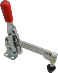 De-Sta-Co - 500 Lb Holding Capacity, Vertical Handle, Manual Hold Down Toggle Clamp - 57° Handle Movement, 99° Bar Opening, Solid Bar, Flanged Base, Electro-Plated Zinc, Carbon Steel - USA Tool & Supply