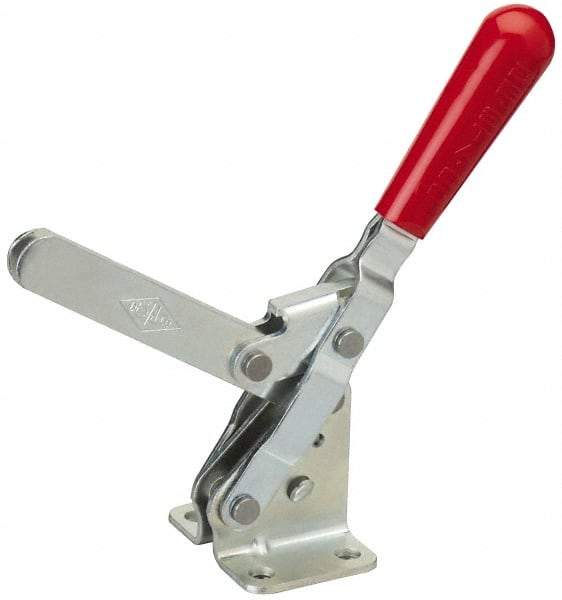 De-Sta-Co - 750 Lb Holding Capacity, Vertical Handle, Manual Hold Down Toggle Clamp - 58° Handle Movement, 103° Bar Opening, U-Bar, Flanged Base, Electro-Plated Zinc, Stainless Steel - USA Tool & Supply