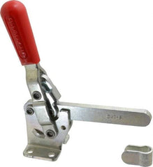 De-Sta-Co - 1,000 Lb Holding Capacity, Vertical Handle, Manual Hold Down Toggle Clamp - 67° Handle Movement, 120° Bar Opening, Solid Bar, Flanged Base, Electro-Plated Zinc, Carbon Steel - USA Tool & Supply