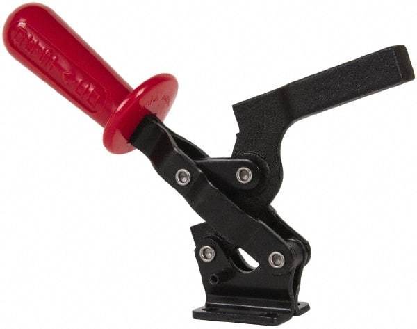 De-Sta-Co - 500 Lb Holding Capacity, Vertical Handle, Manual Hold Down Toggle Clamp - 75° Handle Movement, 90° Bar Opening, Solid Bar, Flanged Base, Electro-Plated Zinc, Carbon Steel - USA Tool & Supply