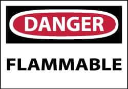 NMC - Danger - Flammable, Pressure Sensitive Vinyl Fire Sign - 5" Wide x 3" High - USA Tool & Supply