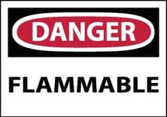 NMC - Danger - Flammable, Pressure Sensitive Vinyl Fire Sign - 5" Wide x 3" High - USA Tool & Supply