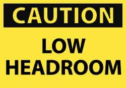 NMC - Accident Prevention Label, Header: CAUTION - Legend: Caution - Low Headroom, English, Black & Yellow, 5" Long x 3" High, Sign Muscle Finish - USA Tool & Supply