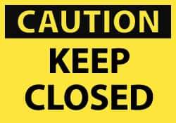NMC - Accident Prevention Label, Header: CAUTION - Legend: Caution - Keep Closed, English, Black & Yellow, 5" Long x 3" High, Sign Muscle Finish - USA Tool & Supply