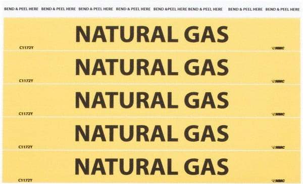 NMC - Pipe Marker with Natural Gas Legend and No Graphic - 3/4 to 1-1/4" Pipe Outside Diam, Black on Yellow - USA Tool & Supply