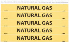 NMC - Pipe Marker with Natural Gas Legend and No Graphic - 3/4 to 1-1/4" Pipe Outside Diam, Black on Yellow - USA Tool & Supply
