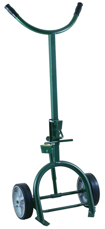 Drum Truck - Adjustable/Replaceable Chime Hook for steel or fiber drums - Spring loaded - 10" M.O.R wheels - USA Tool & Supply