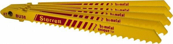 Starrett - 4" Long, 8 Teeth per Inch, Bi-Metal Jig Saw Blade - Toothed Edge, 5/16" Wide x 0.05" Thick, U-Shank, Alternate Tooth Set - USA Tool & Supply