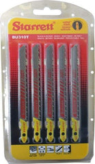 Starrett - 4" Long, 10 Teeth per Inch, Bi-Metal Jig Saw Blade - Toothed Edge, 5/16" Wide x 0.05" Thick, U-Shank, Ground Taper Tooth Set - USA Tool & Supply