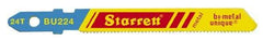 Starrett - 3" Long, 24 Teeth per Inch, Bi-Metal Jig Saw Blade - Toothed Edge, 5/16" Wide x 0.04" Thick, U-Shank, Wavy Tooth Set - USA Tool & Supply