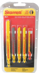 Starrett - 5 Piece, 3" to 5" Long, 6 to 14 Teeth per Inch, Bi-Metal Jig Saw Blade Set - Toothed Edge, 3/16" to 3/8" Wide, 0.04" to 0.05" Thick, U-Shank - USA Tool & Supply