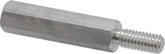 Electro Hardware - M4x0.70, 33.53mm OAL, 6mm Across Flats, Aluminum Hex Male/Female Circuit Board Standoffs - 11.1mm Thread Depth, 24mm Body Length, Uncoated - USA Tool & Supply
