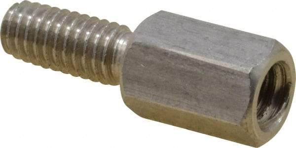 Electro Hardware - M4x0.70, 18.53mm OAL, 6mm Across Flats, Stainless Steel Hex Male/Female Circuit Board Standoffs - 11.1mm Thread Depth, 9mm Body Length, Uncoated - USA Tool & Supply