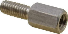 Electro Hardware - M4x0.70, 18.53mm OAL, 6mm Across Flats, Stainless Steel Hex Male/Female Circuit Board Standoffs - 11.1mm Thread Depth, 9mm Body Length, Uncoated - USA Tool & Supply