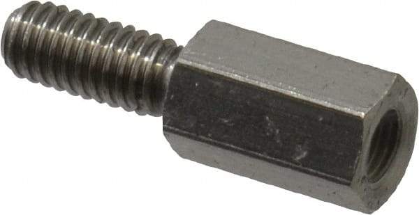 Electro Hardware - M4x0.70, 19.53mm OAL, 6mm Across Flats, Stainless Steel Hex Male/Female Circuit Board Standoffs - 11.1mm Thread Depth, 10mm Body Length, Uncoated - USA Tool & Supply