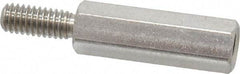 Electro Hardware - M4x0.70, 29.53mm OAL, 6mm Across Flats, Stainless Steel Hex Male/Female Circuit Board Standoffs - 11.1mm Thread Depth, 20mm Body Length, Uncoated - USA Tool & Supply