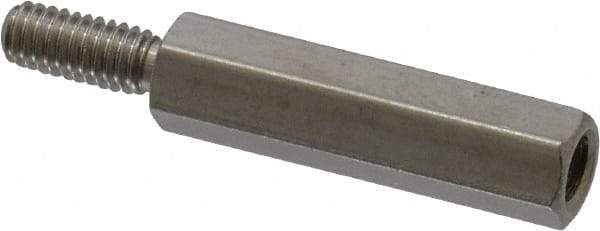 Electro Hardware - M4x0.70, 33.53mm OAL, 6mm Across Flats, Stainless Steel Hex Male/Female Circuit Board Standoffs - 11.1mm Thread Depth, 24mm Body Length, Uncoated - USA Tool & Supply