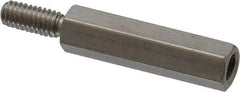 Electro Hardware - M4x0.70, 33.53mm OAL, 6mm Across Flats, Stainless Steel Hex Male/Female Circuit Board Standoffs - 11.1mm Thread Depth, 24mm Body Length, Uncoated - USA Tool & Supply