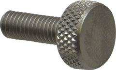 Electro Hardware - #10-32 Knurled Shoulderless Grade 303 Stainless Steel Thumb Screw - 3/4" OAL, 7/16" Head Diam x 3/16" Head Height, Uncoated - USA Tool & Supply
