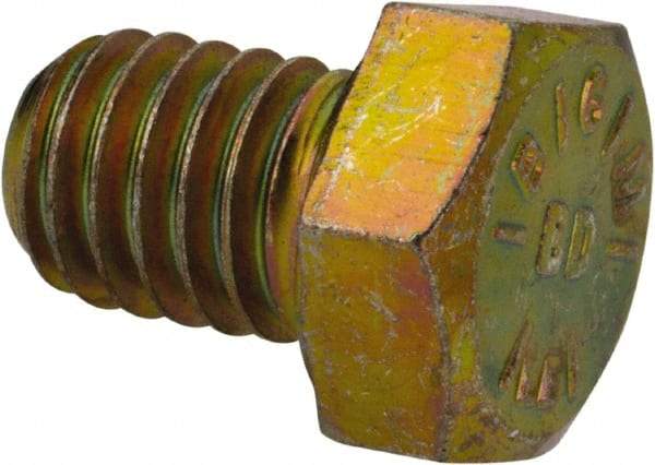 Made in North America - 3/8-16 UNC, 1/2" Length Under Head Hex Head Cap Screw - Grade 8 Alloy Steel, Zinc-Plated Finish, 9/16" Hex - USA Tool & Supply