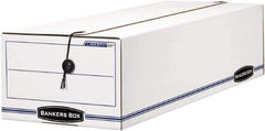 BANKERS BOX - 1 Compartment, 9-3/4" Wide x 6-1/4" High x 23-3/4" Deep, Storage Box - Corrugated Cardboard, White/Blue - USA Tool & Supply