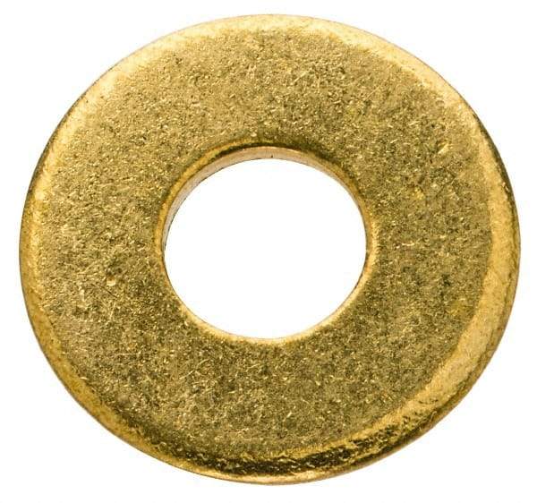 Value Collection - #10 Screw, Brass Standard Flat Washer - 0.2" ID x 1/2" OD, 0.04" Thick, Plain Finish - USA Tool & Supply